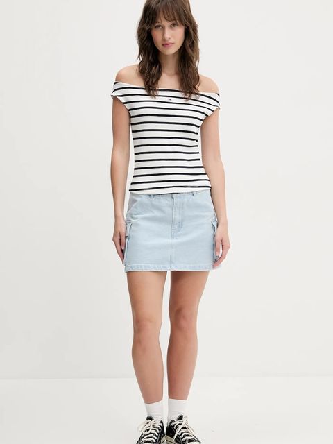 Karl Kani spódnica jeansowa kolor niebieski mini rozkloszowana PD00001820 - zdjęcie produktu nr 2