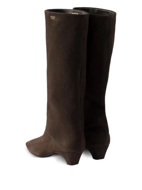 Prada 40mm point-toe leather boots - Brown