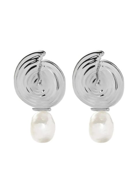 Missoma spiral-design detachable-pearl drop earrings - Silver