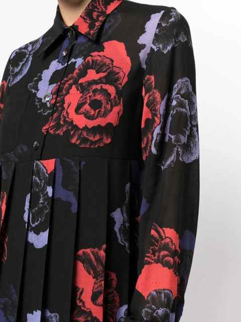 Ferragamo floral-print midi dress - Black