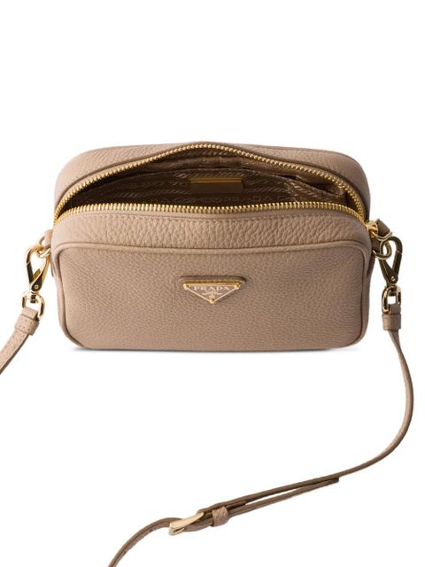 Prada mini zipper leather cross body bag - Neutrals