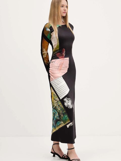 Desigual sukienka PATCH FIONA kolor czarny maxi rozkloszowana 25WWVW08 - zdjęcie produktu nr 2