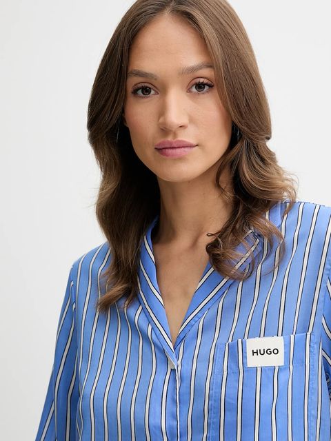 HUGO koszula piżamowa KLEO_SHIRT damska kolor niebieski 50544173