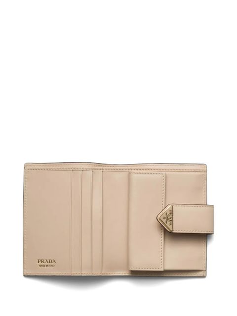 Prada small leather bi-fold wallet - Neutrals