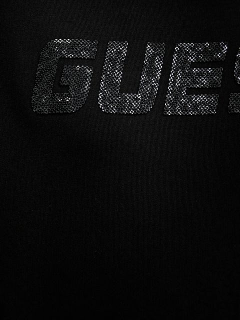 Guess bluza AELIA damska kolor czarny z kapturem z aplikacją V5BQ12 KB681