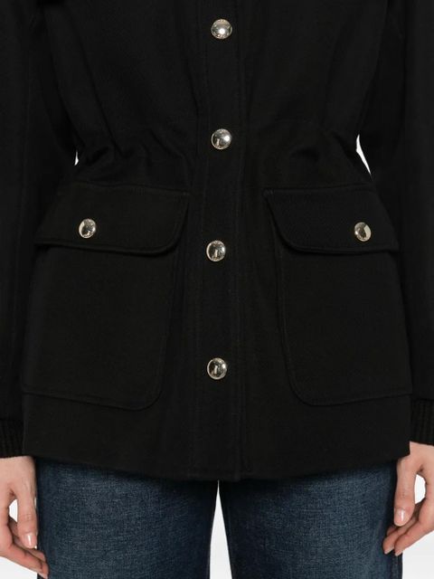 Maje leather-collar button-front jacket - Black