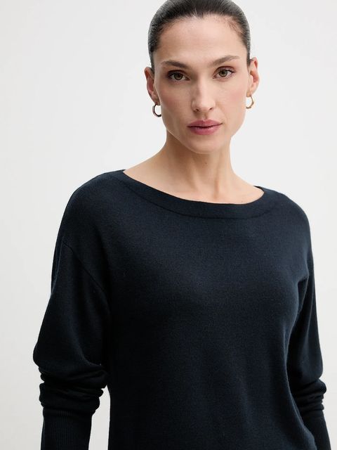 Sisley sweter wełniany damski kolor granatowy lekki 11BAM1A48