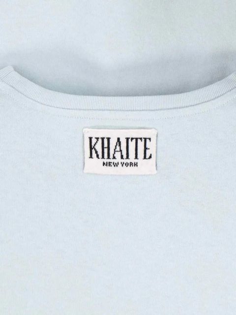 KHAITE Mae logo-appliqué T-shirt - Blue - zdjęcie produktu nr 2
