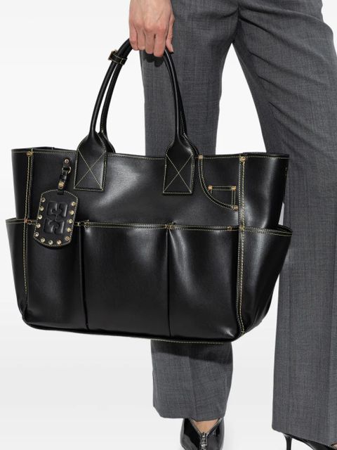 GANNI logo-tag multi-pocket tote bag - Black - zdjęcie produktu nr 2