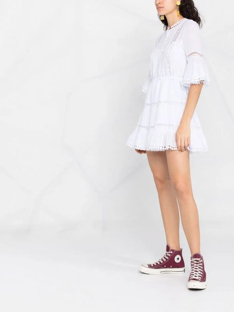 Charo Ruiz Ibiza lace-detail cotton shirtdress - White