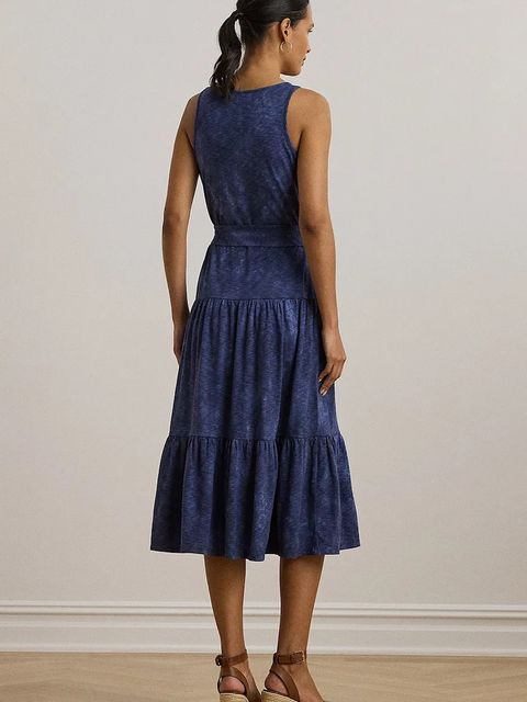 Lauren Ralph Lauren sukienka kolor niebieski midi rozkloszowana 200973602 - zdjęcie produktu nr 2