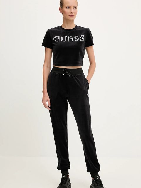 Guess spodnie dresowe welurowe COUTURE