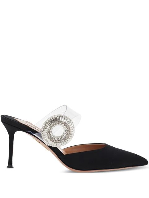 Aquazzura 75mm Crystal Hoop pointed-toe mules - Black - zdjęcie produktu nr 1