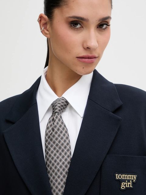 Tommy Jeans marynarka kolor granatowy jednorzędowa gładka DW0DW22495