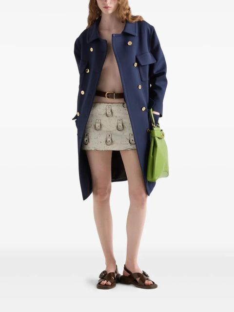 Prada ring-detail leather mini skirt - White