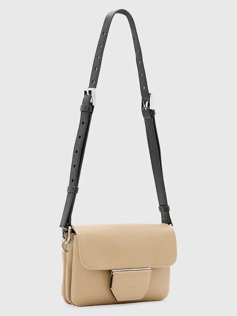 AllSaints torebka skórzana JUPITER kolor beżowy W263XC