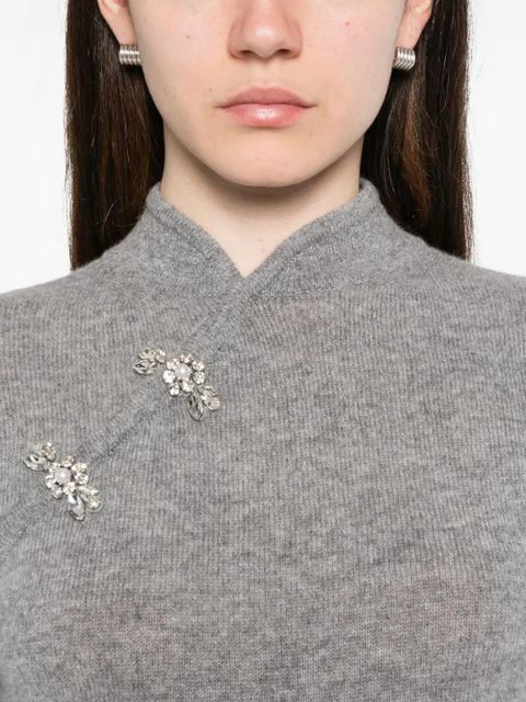 Simone Rocha embellishment puff-sleeves sweater - Grey