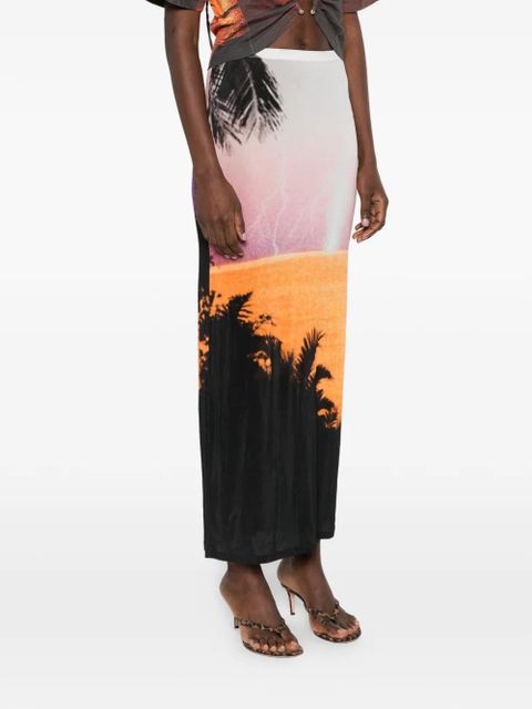 Rabanne palm print midi skirt - Pink