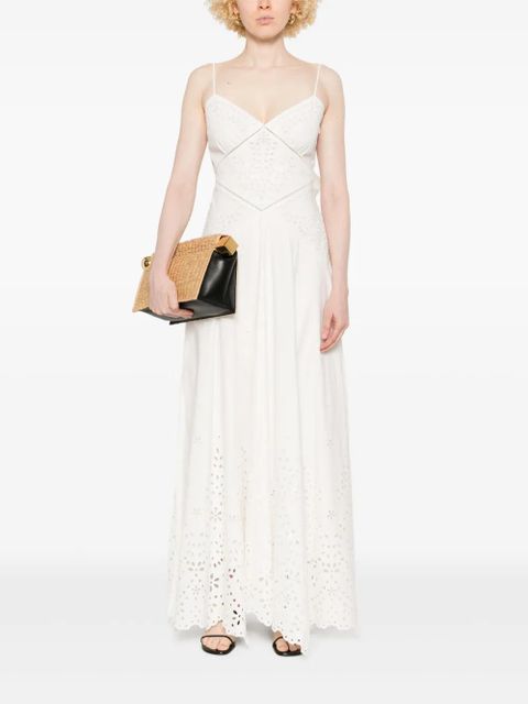 Self-Portrait embroidered cotton maxi dress - White