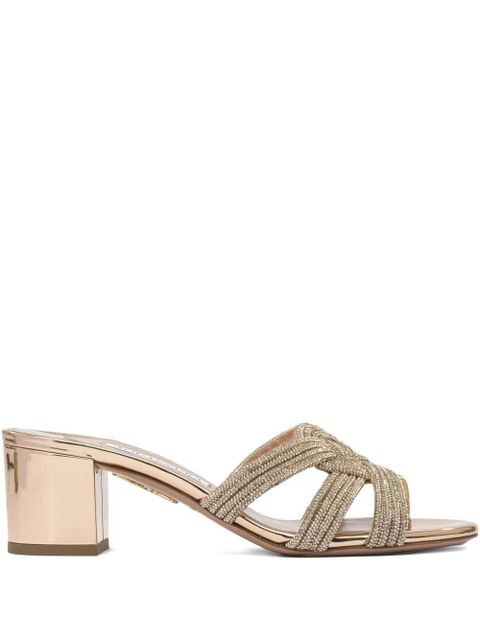 Aquazzura Felix crystal-embellished block-heel sandals - Neutrals - zdjęcie produktu nr 1
