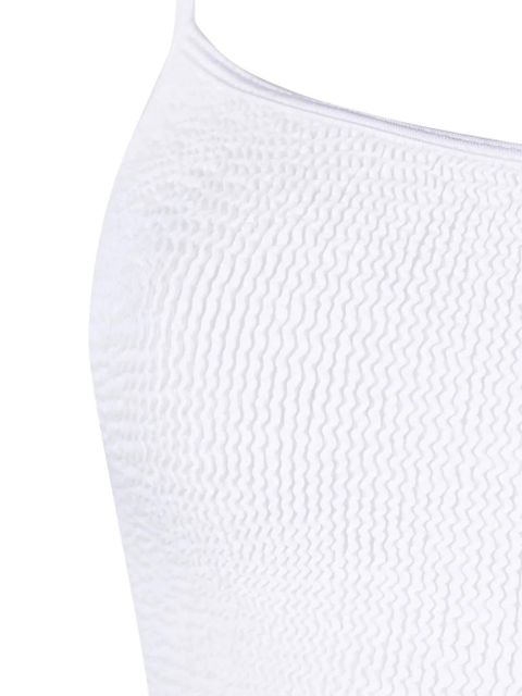 Hunza G Strap crinkle-knit tankini - White