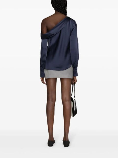 Simkhai Alice asymmetric draped-shoulder blouse - Blue