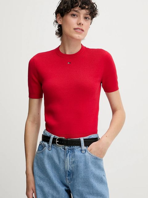 Tommy Jeans sweter bawełniany kolor czerwony DW0DW19336 - zdjęcie produktu nr 1