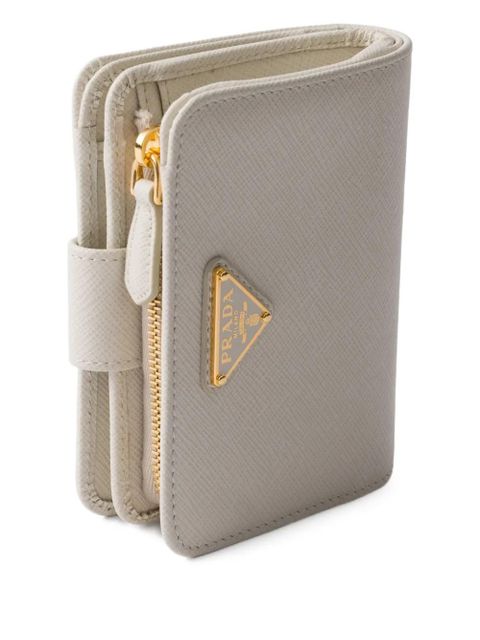 Prada small saffiano-leather snap wallet - Neutrals