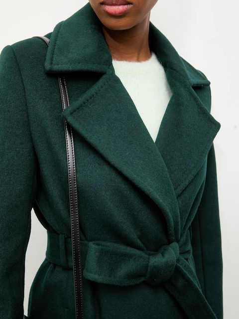Answear Lab płaszcz wełniany kolor zielony przejściowy dwurzędowy