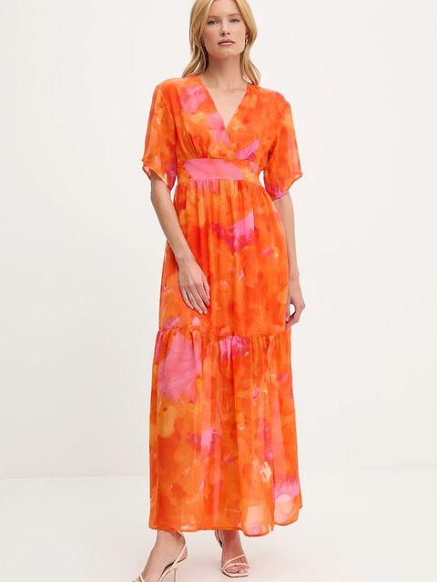 Answear.LAB sukienka kolor pomarańczowy midi rozkloszowana - zdjęcie produktu nr 1