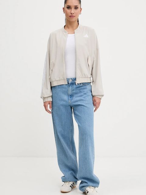 adidas kurtka Essentials kolor beżowy przejściowa oversize JE1317