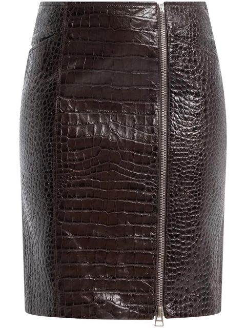 TOM FORD crocodile-effect leather miniskirt - Brown - zdjęcie produktu nr 1