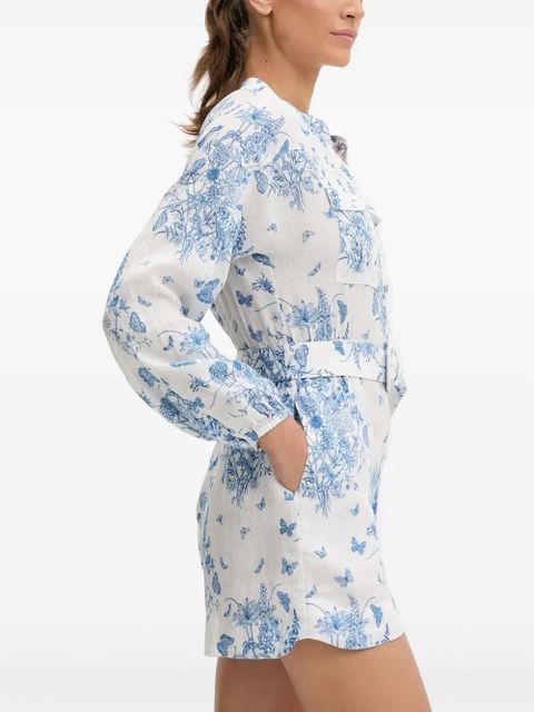 MC2 Saint Barth floral-print belted playsuit - White - zdjęcie produktu nr 2