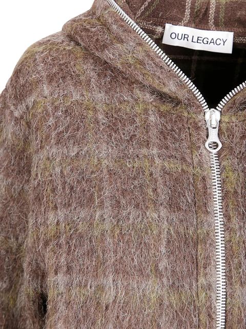 OUR LEGACY check-pattern zip-up cardigan - Brown