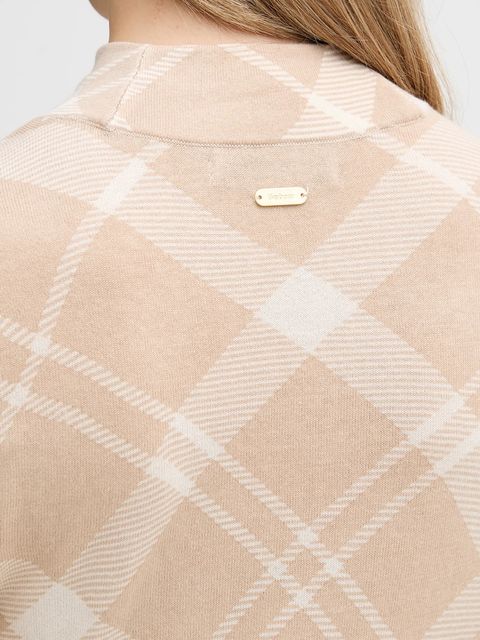 Barbour sweter bawełniany Savannah damski kolor beżowy lekki z półgolfem LKN1731