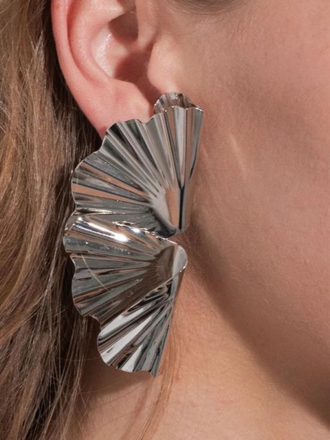 Jennifer Behr Darya ruffled earrings - Silver - zdjęcie produktu nr 2