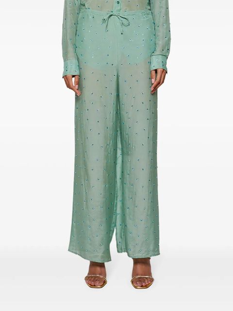 Oséree Gem Pants embellished straight-leg trousers - Green