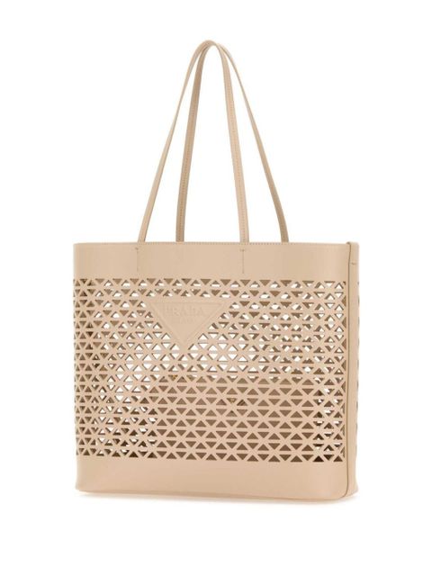 Prada leather shopping bag - Neutrals