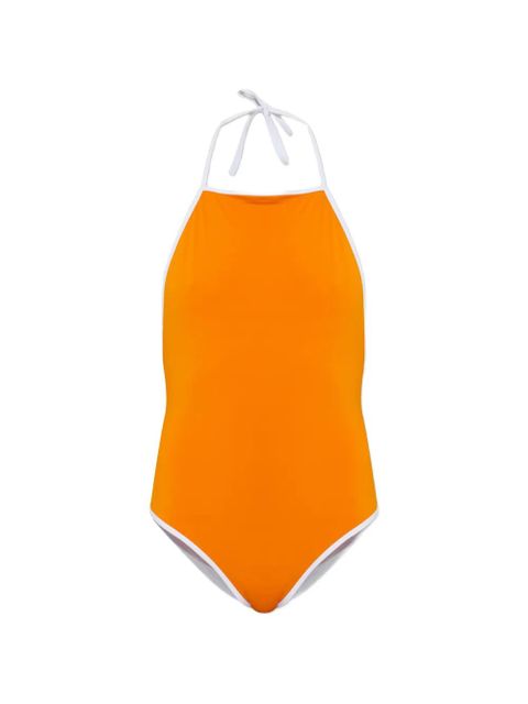 MM6 Maison Margiela halterneck contrast-trim swimsuit - Orange - zdjęcie produktu nr 1