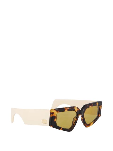 Valentino Garavani V-logo geometric-frame sunglasses - Brown