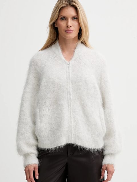 American Vintage kardigan z dodatkiem alpaki damski kolor szary lekki NIB19A - zdjęcie produktu nr 1