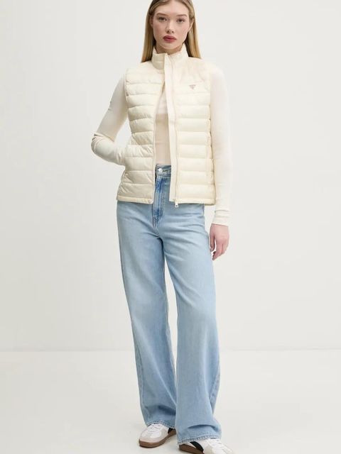 Guess Jeans bezrękawnik damski kolor beżowy przejściowy W5RN55 WHAB2