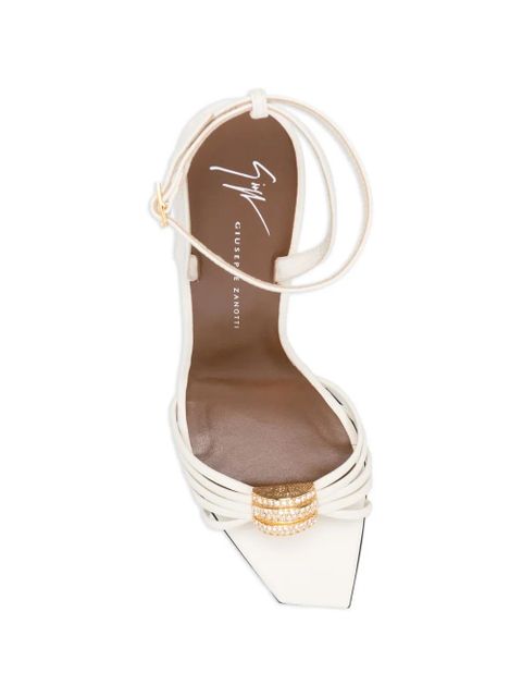 Giuseppe Zanotti Sunset crystal-embellished lambskin sandals - Neutrals