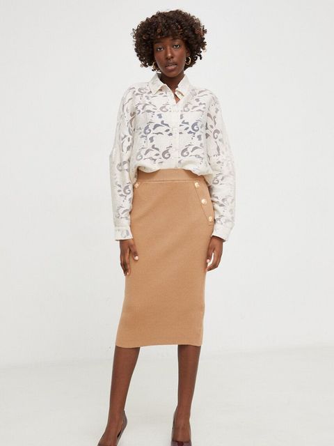 Answear.LAB koszula damska kolor beżowy relaxed z kołnierzykiem klasycznym