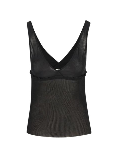 Saint Laurent ribbed silk tank top - Black - zdjęcie produktu nr 2