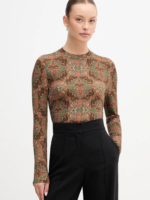 Barbour sweter wełniany x Farm Rio damski kolor brązowy lekki LKN1718 - zdjęcie produktu nr 1