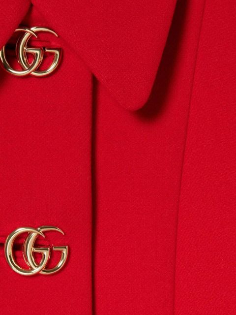Gucci logo button wool coat - Red
