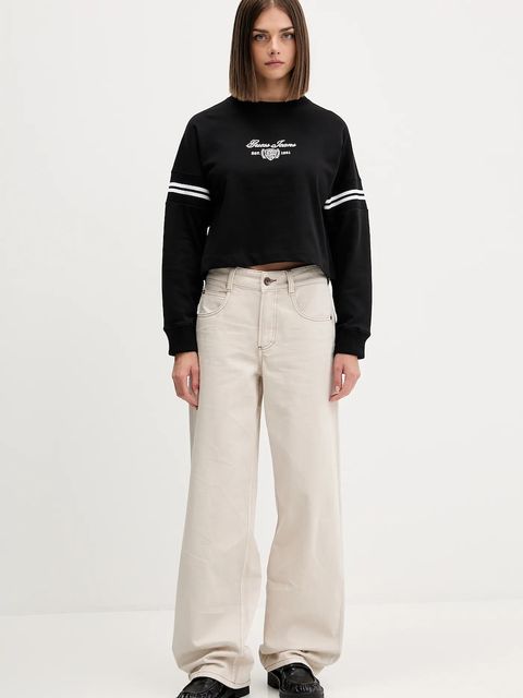 Guess Jeans bluza bawełniana damska kolor czarny z aplikacją W5BQ25 KCYM1 - zdjęcie produktu nr 2