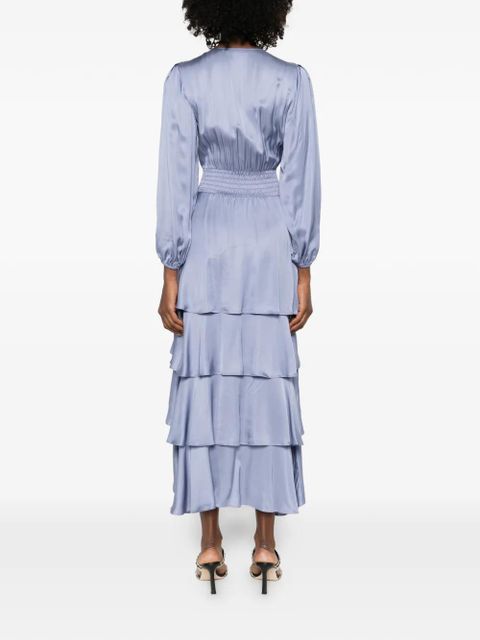 Maje ruffled V-neck midi dress - Blue