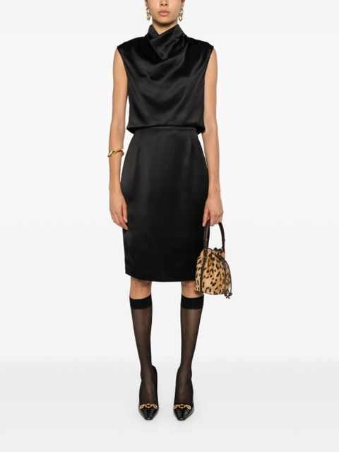 Saint Laurent satin pencil midi skirt - Black - zdjęcie produktu nr 2